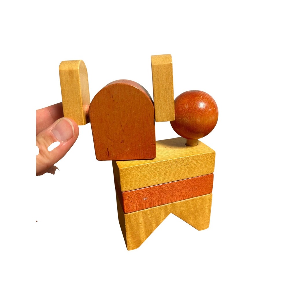 Vintage Wooden Dog Stacking Toy | Mid-Century Modern Style Wood Puppy Figurine - Picture 3 of 7